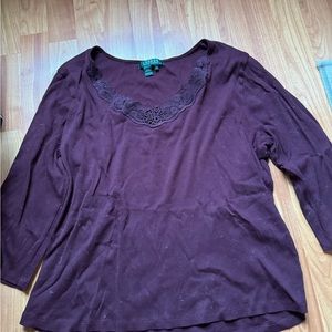 Ralph Lauren Blouse with beautiful lace. Sleeves are quarter length
